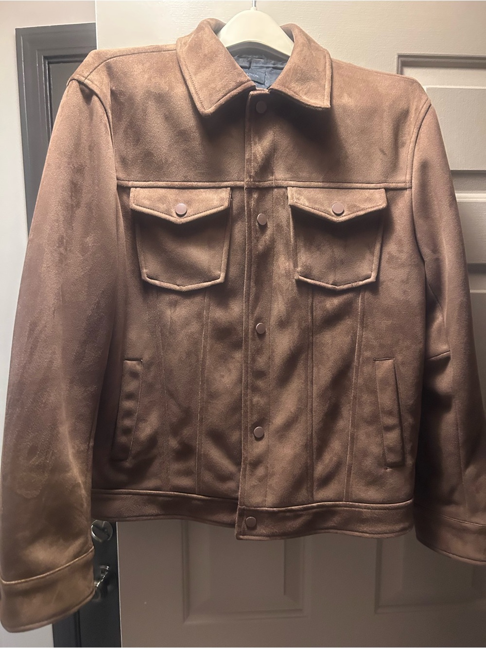 Magaschoni Men's Tan Brown
Vegan Suede Shirt Jacket